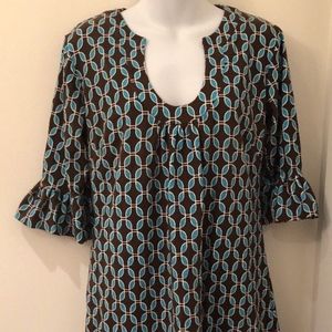 Tracy Negoshian Betsy tunic Dress brown turquoise